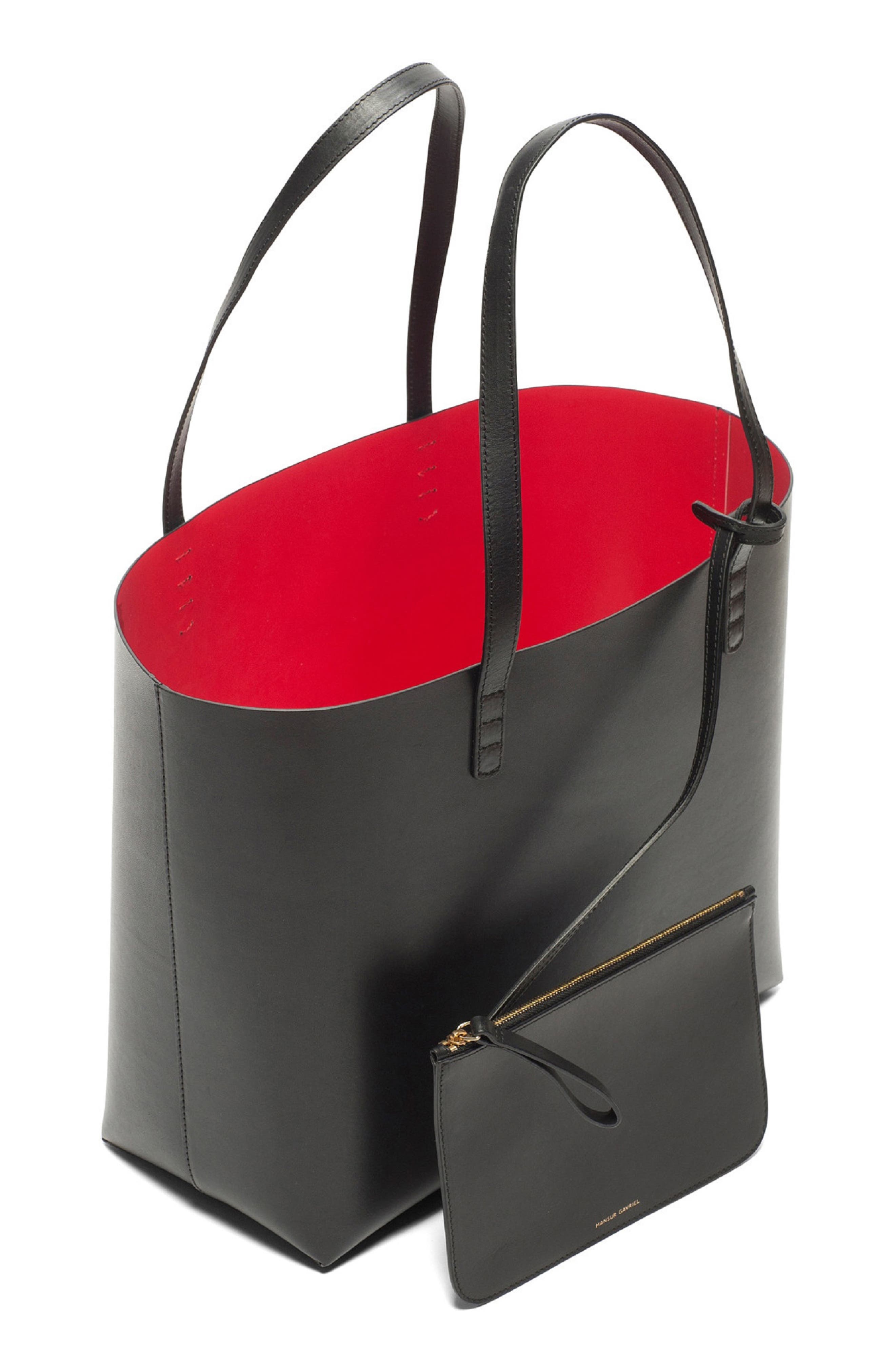 Mansur Gavriel Large Leather Tote in Black/Flamma at Nordstrom - 3