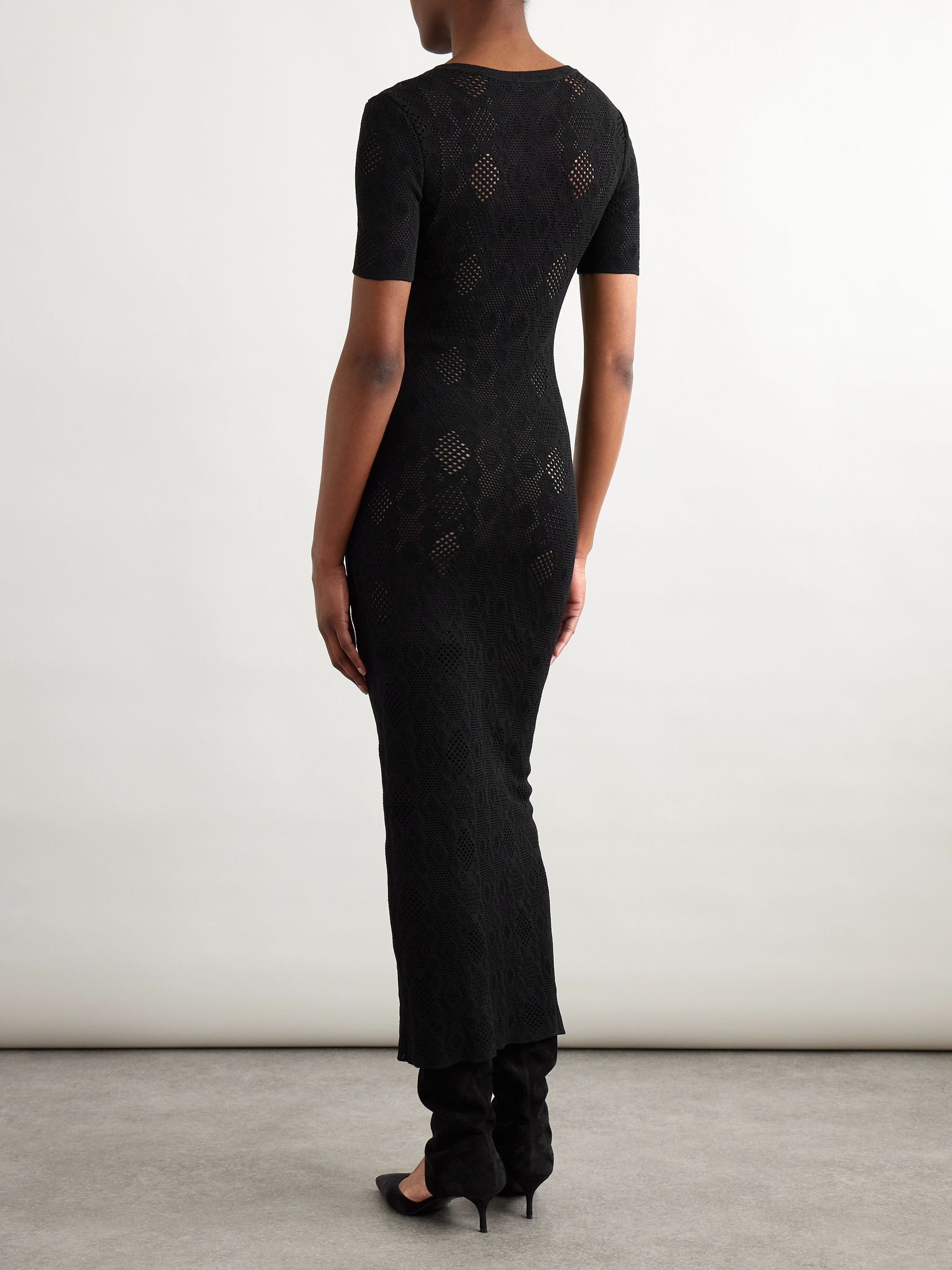 Open-knit midi dress Black - 3