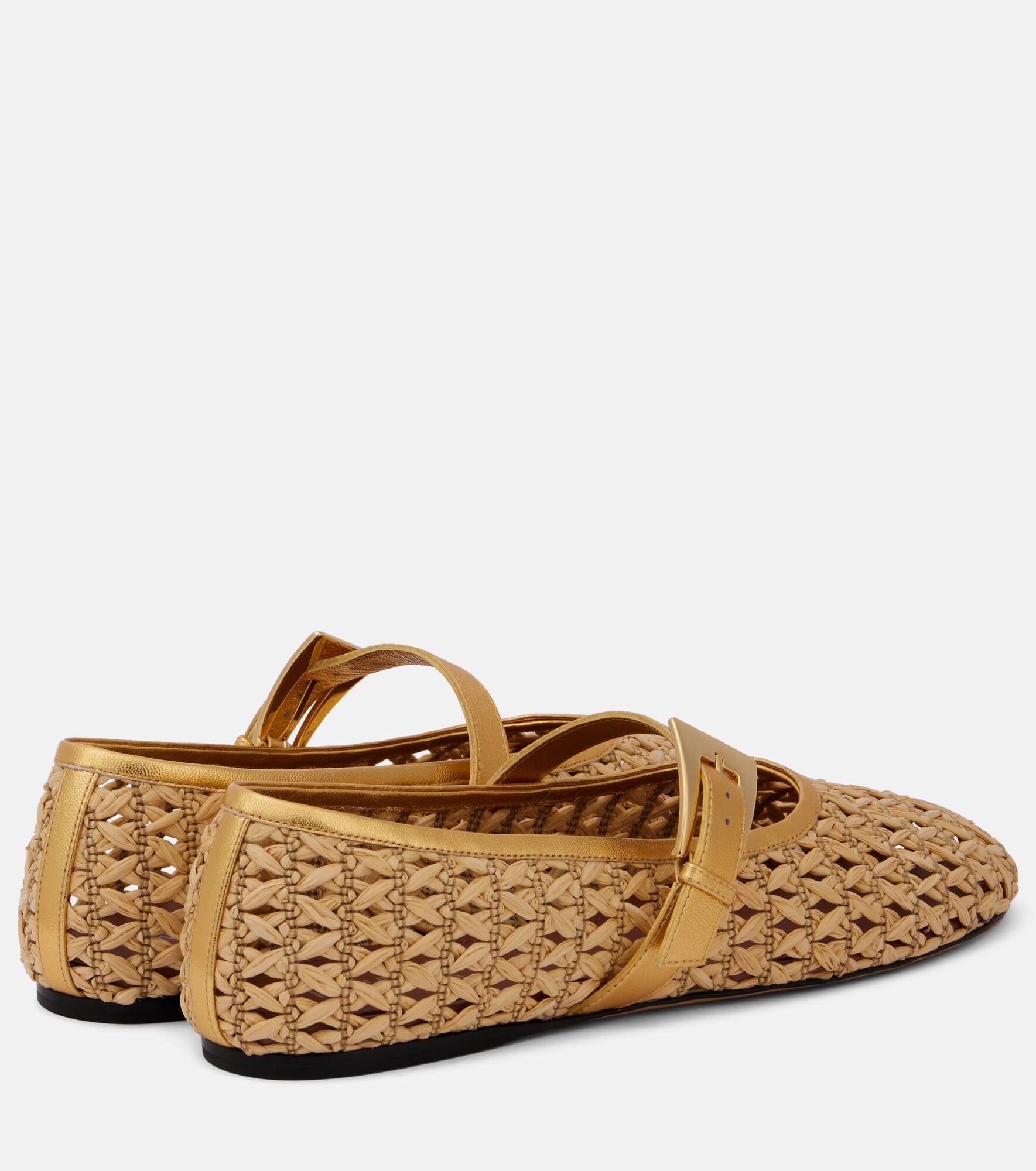 Sveva woven leather-trimmed ballet flats - 2