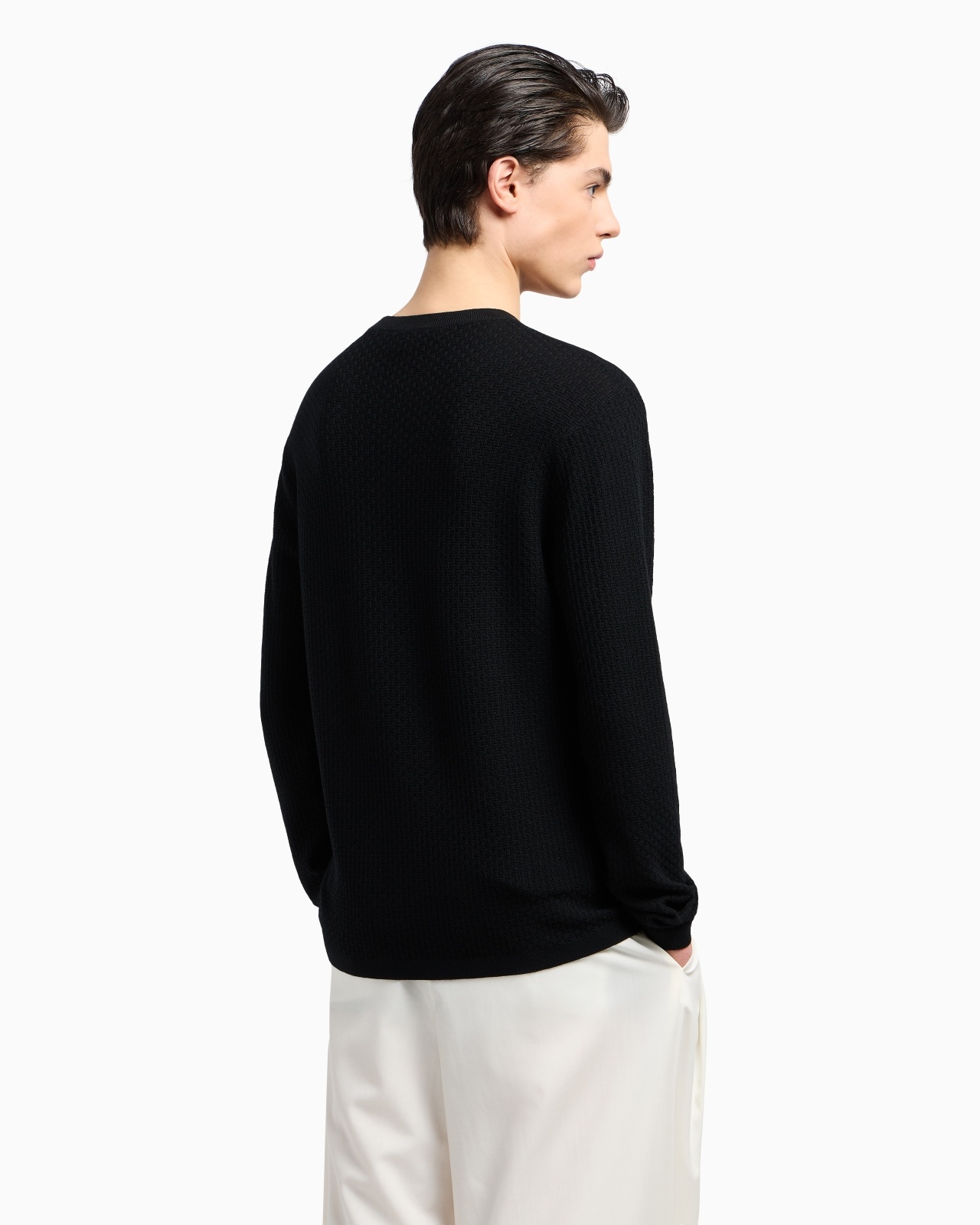 VIRGIN WOOL JUMPER WITH EMBOSSED JACQUARD PATTERN - 3