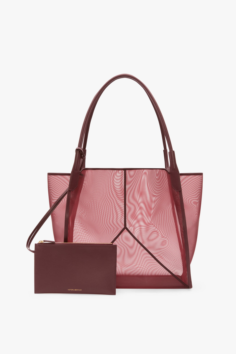 Victoria Beckham Victoria Tote Bag Large In Burgundy Mesh outlook