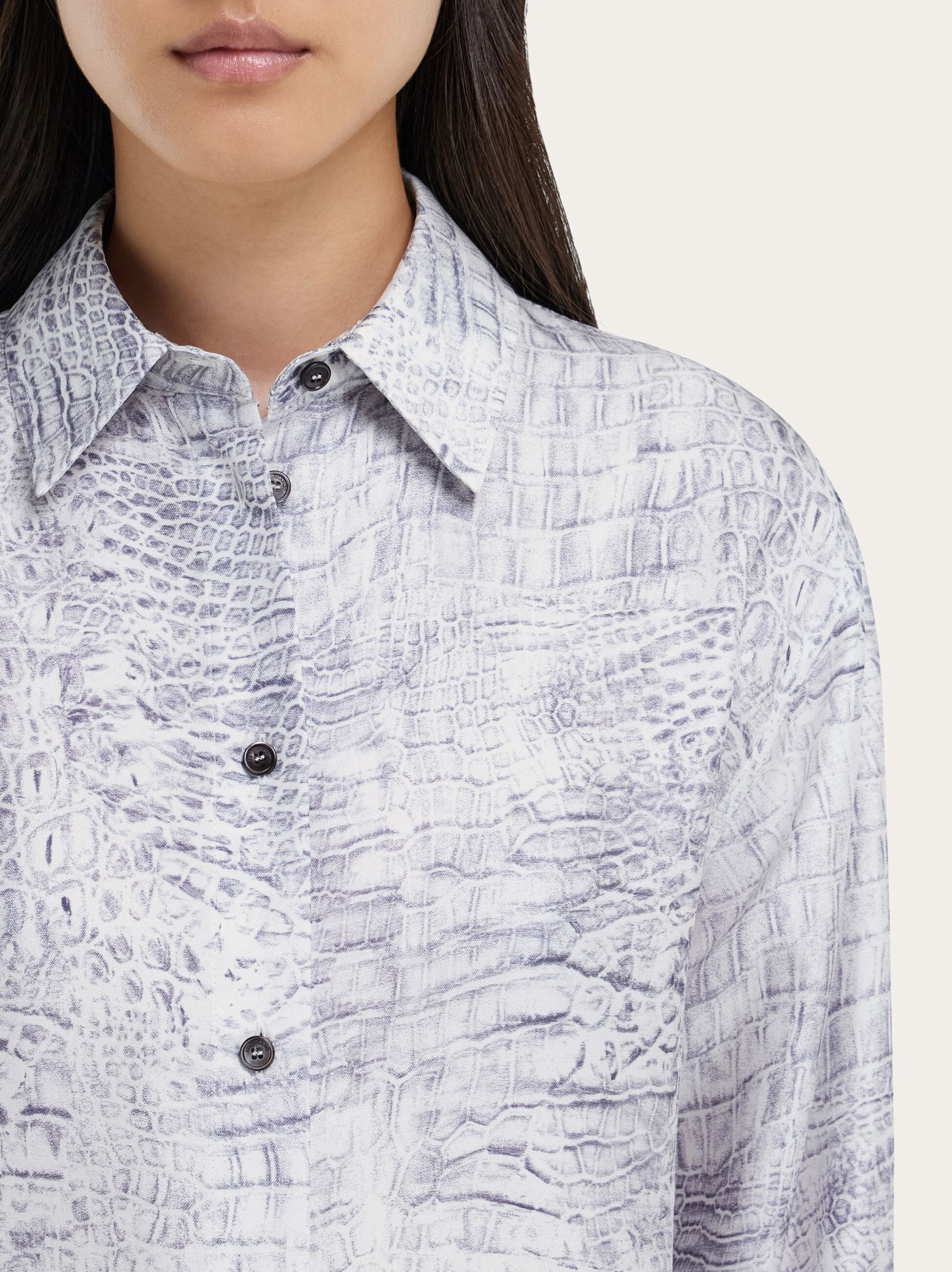 Georgette shirt with orchid print - 4