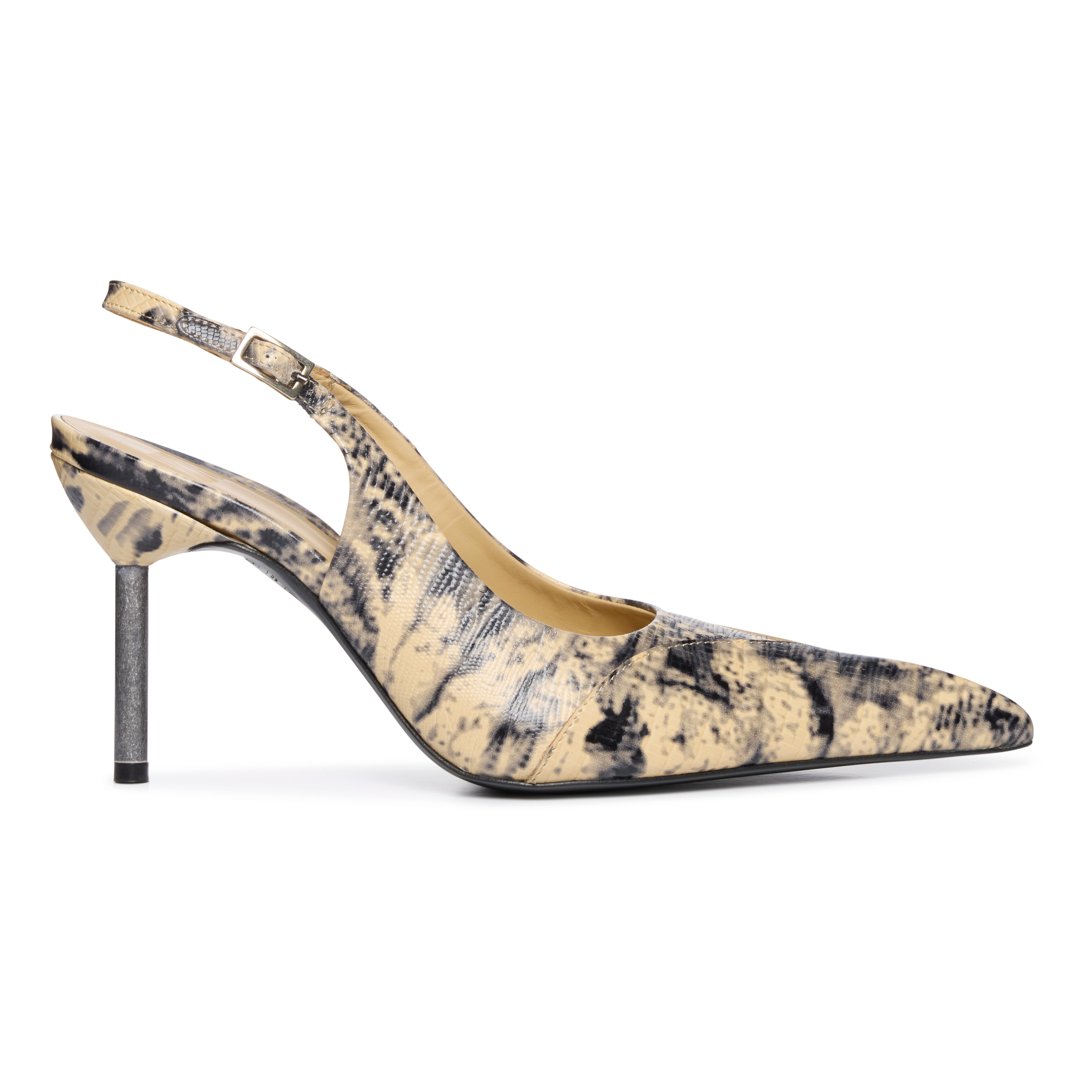 Carmine Lizard Embossed Leather Mules - 1