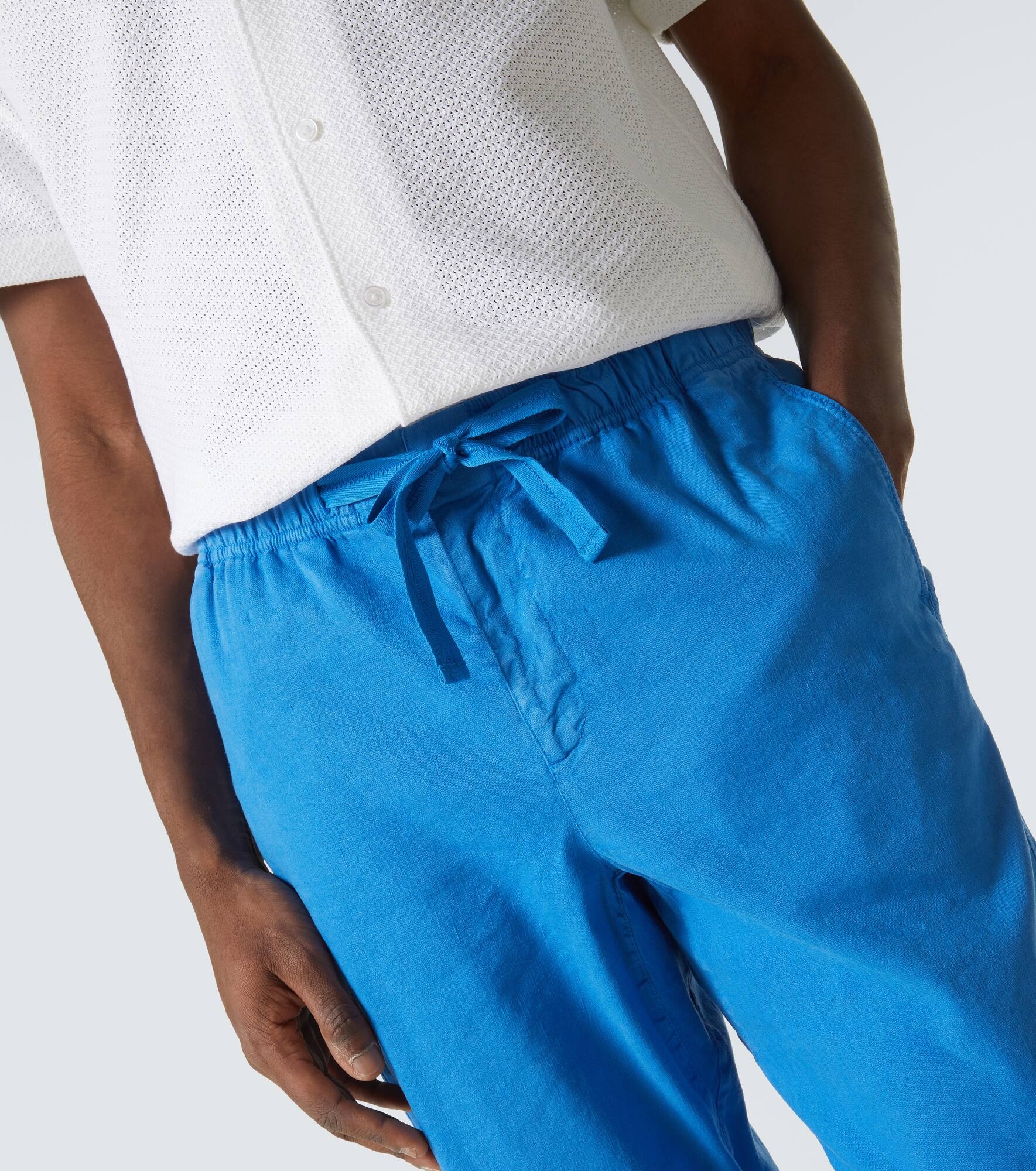 Alex linen-blend straight pants - 5