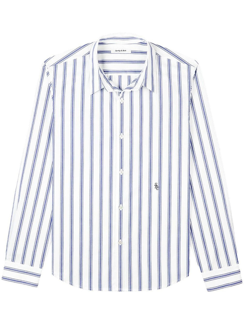 logo-embroidered striped shirt 1