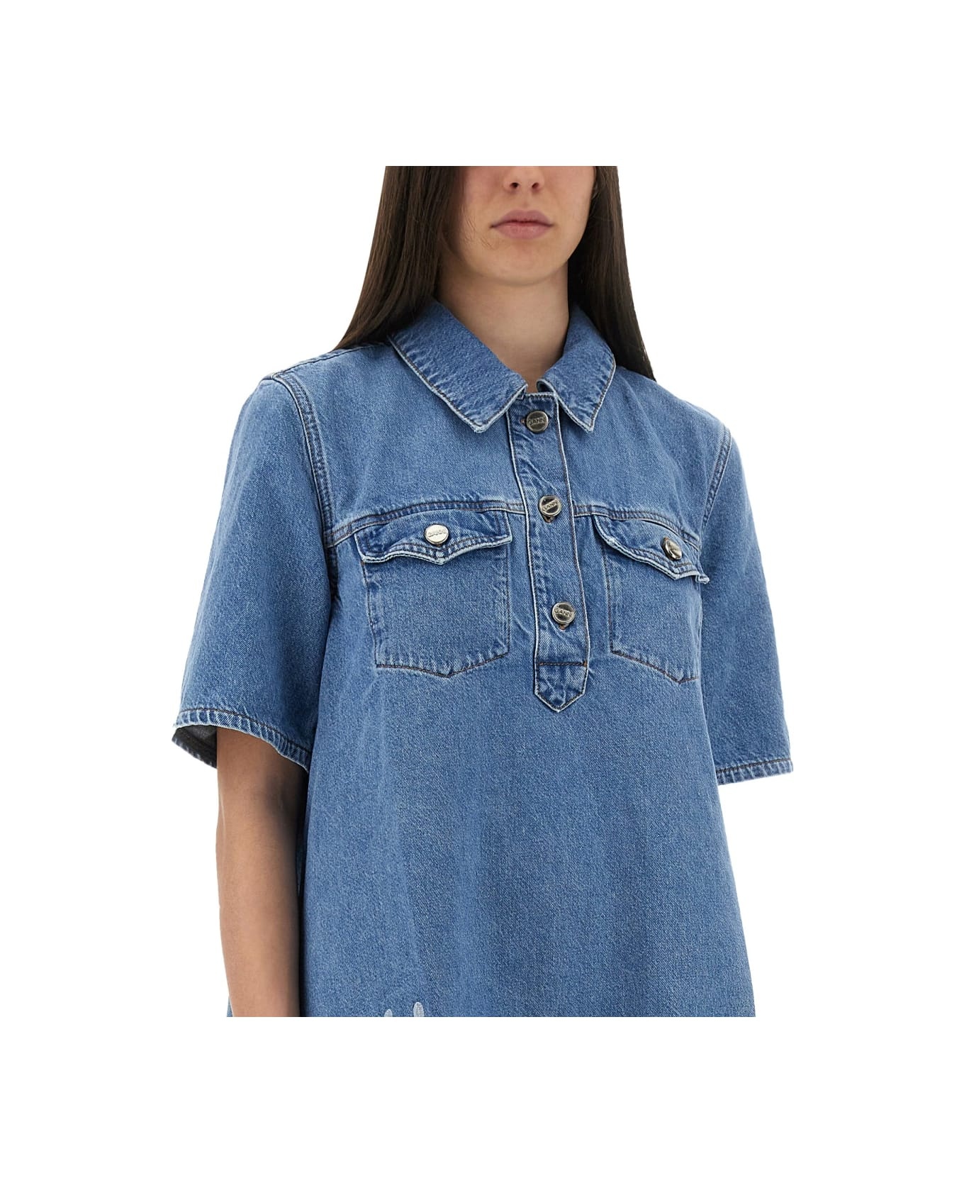 Mini Dress With Sangallo Embroidery - 4