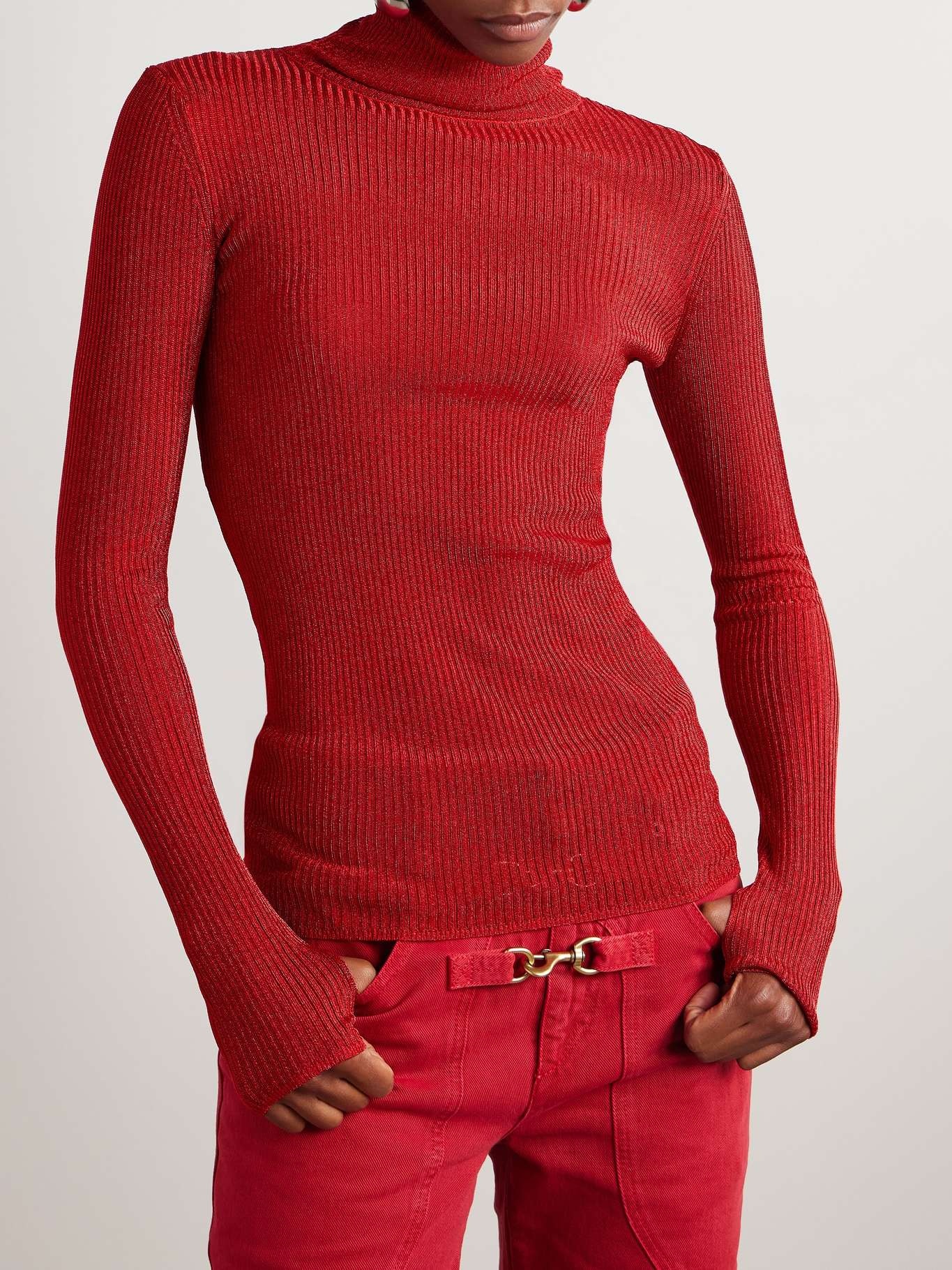 Jaelis metallic ribbed-knit turtleneck sweater - 3