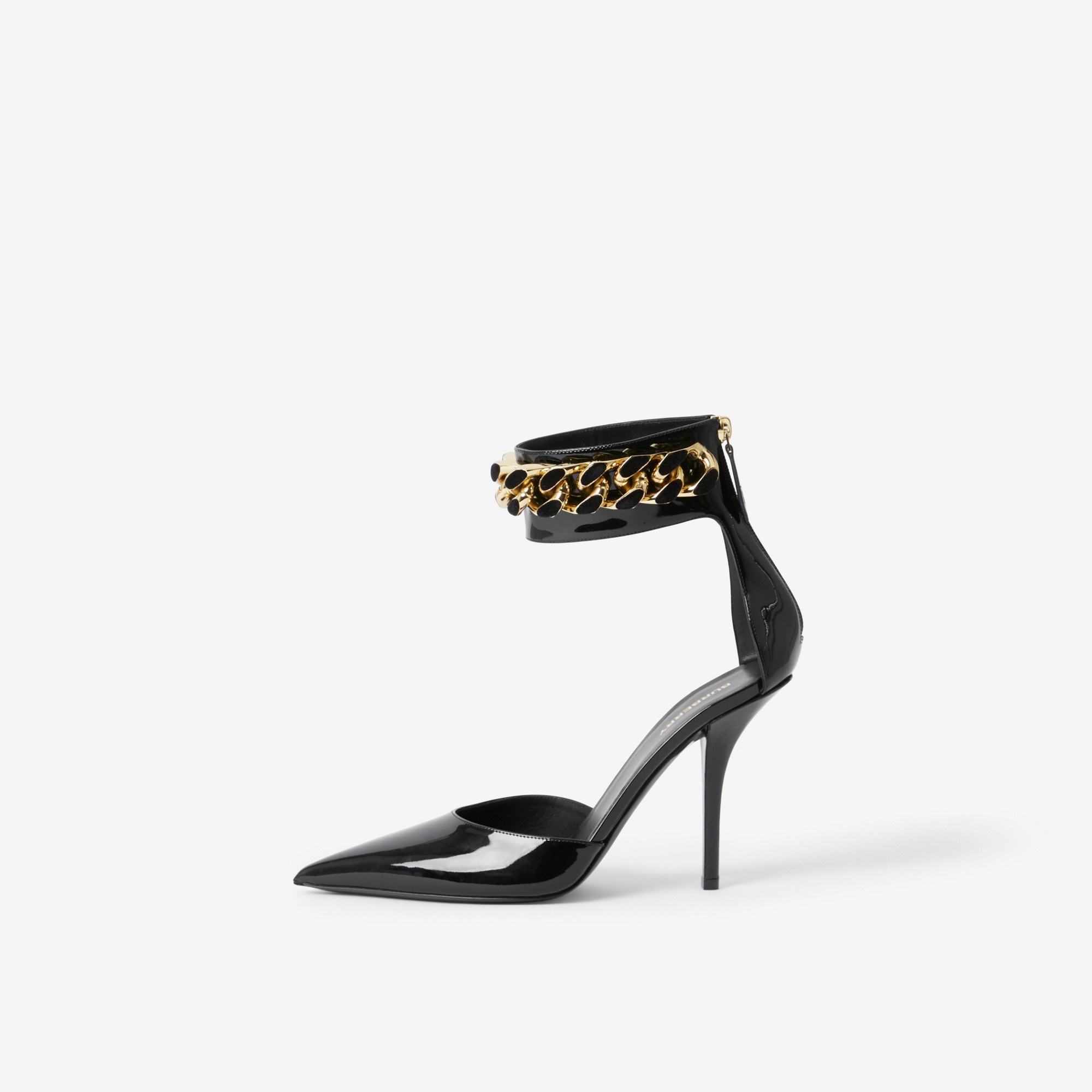 Chain-link Detail Patent Leather Point-toe Pumps - 5