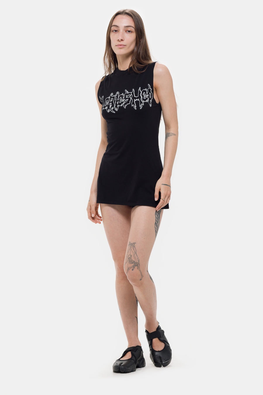 Super Bad Jersey Dress and  Hotpants in Faded Black - 2
