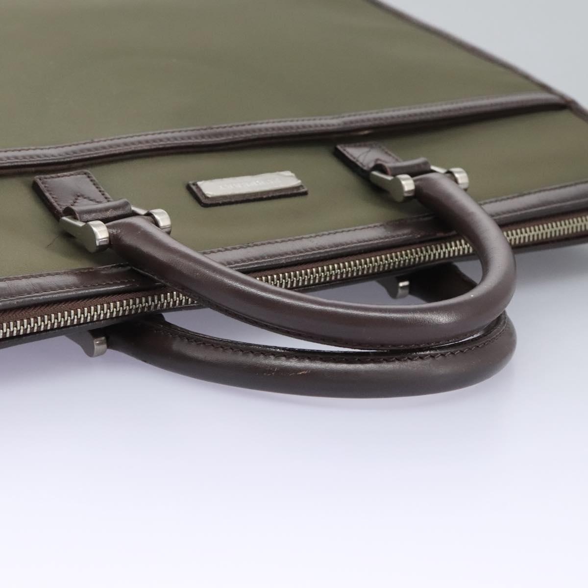 Burberry Hand Bag Nylon Leather Khaki Brown Silver - 7