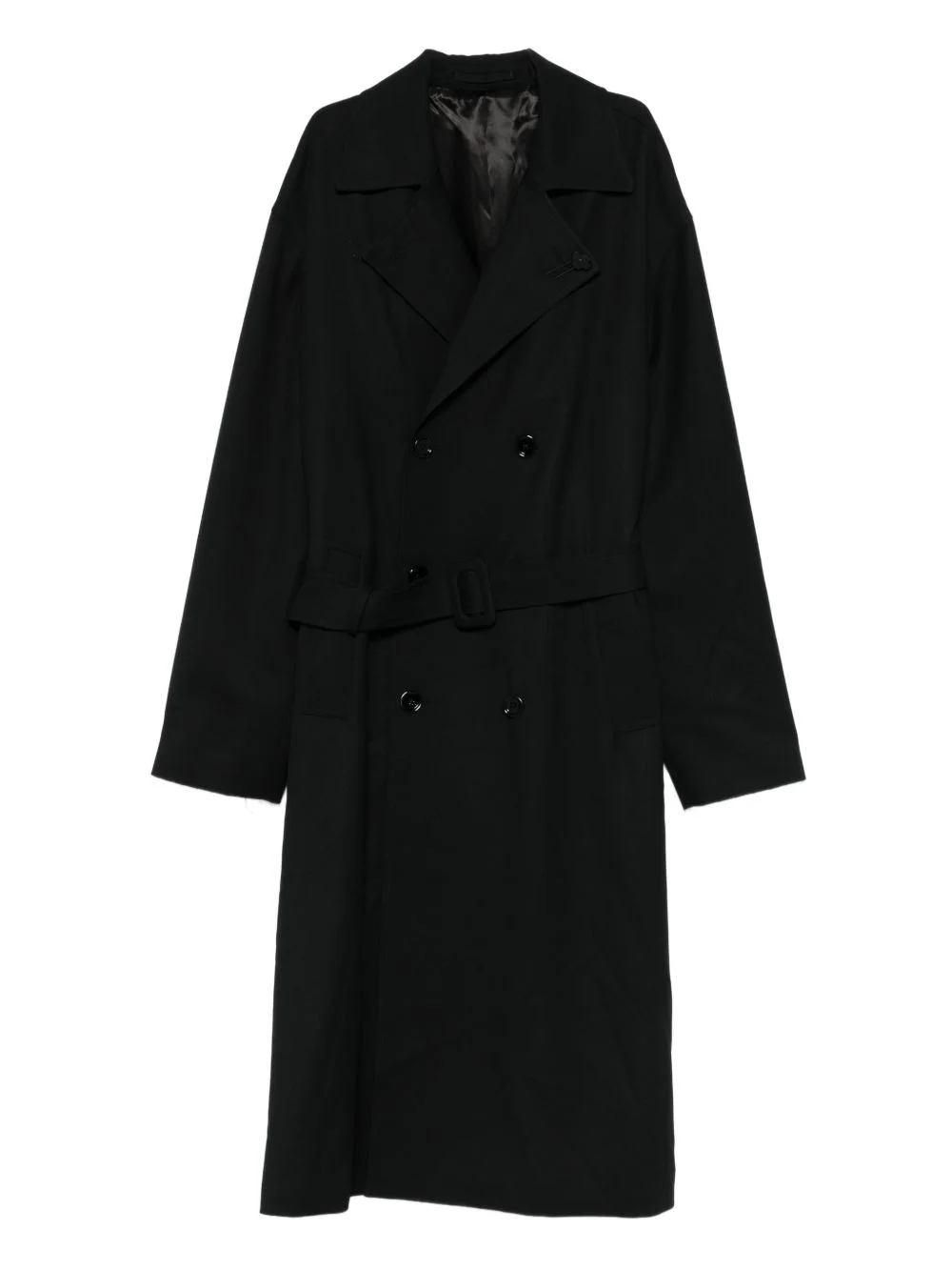 belted double-breasted coat - 1