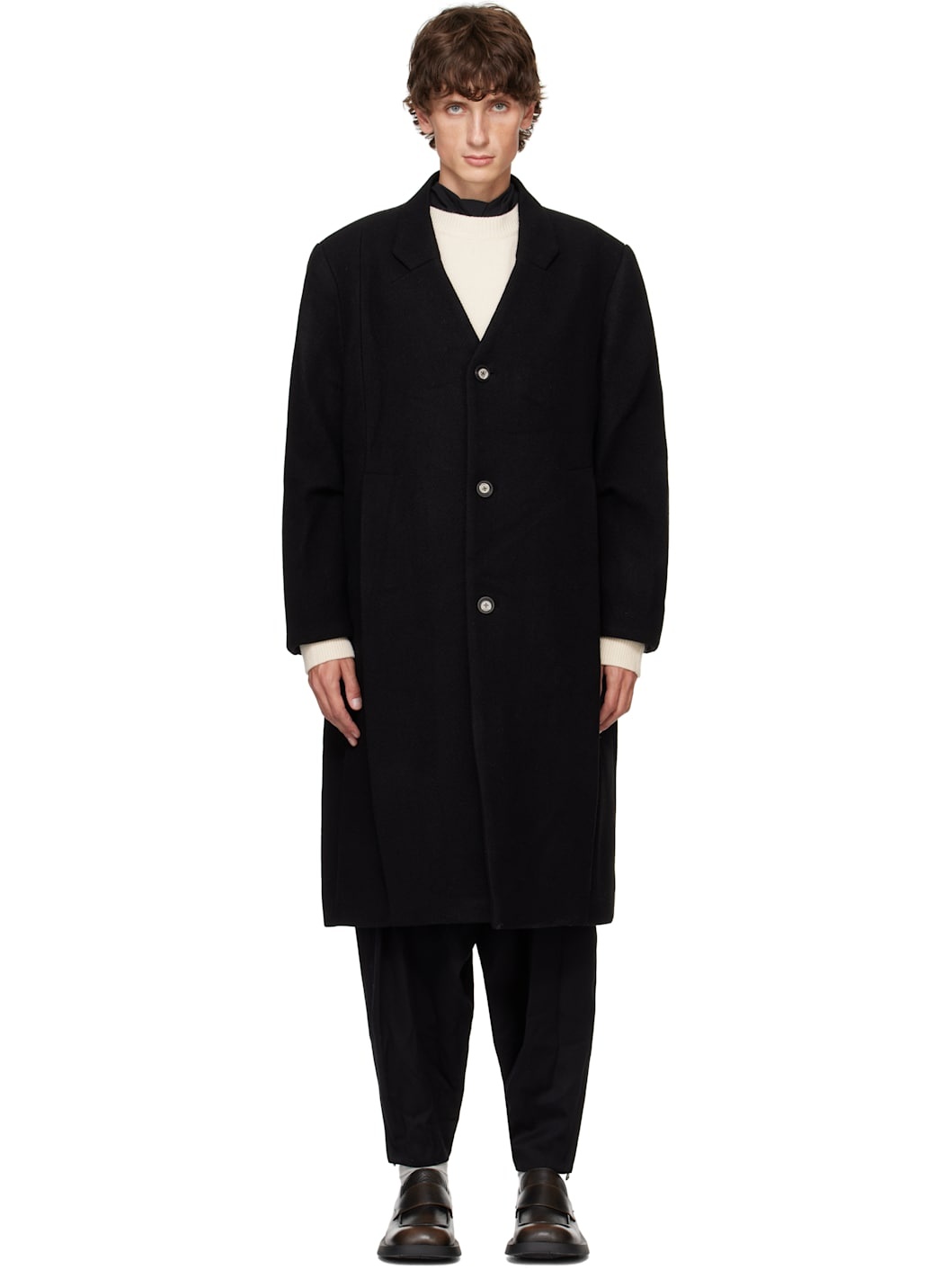 Black Pleated Coat - 1