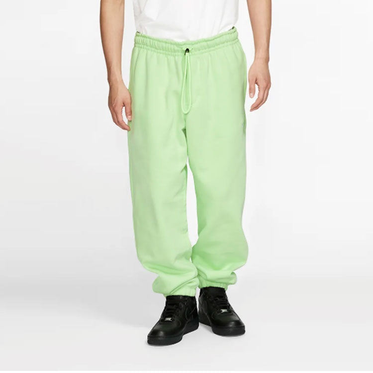 Men's Nike Lab Collection Embroidered Logo Solid Color Fleece Lined Sports Bundle Feet Green Pants A - 3