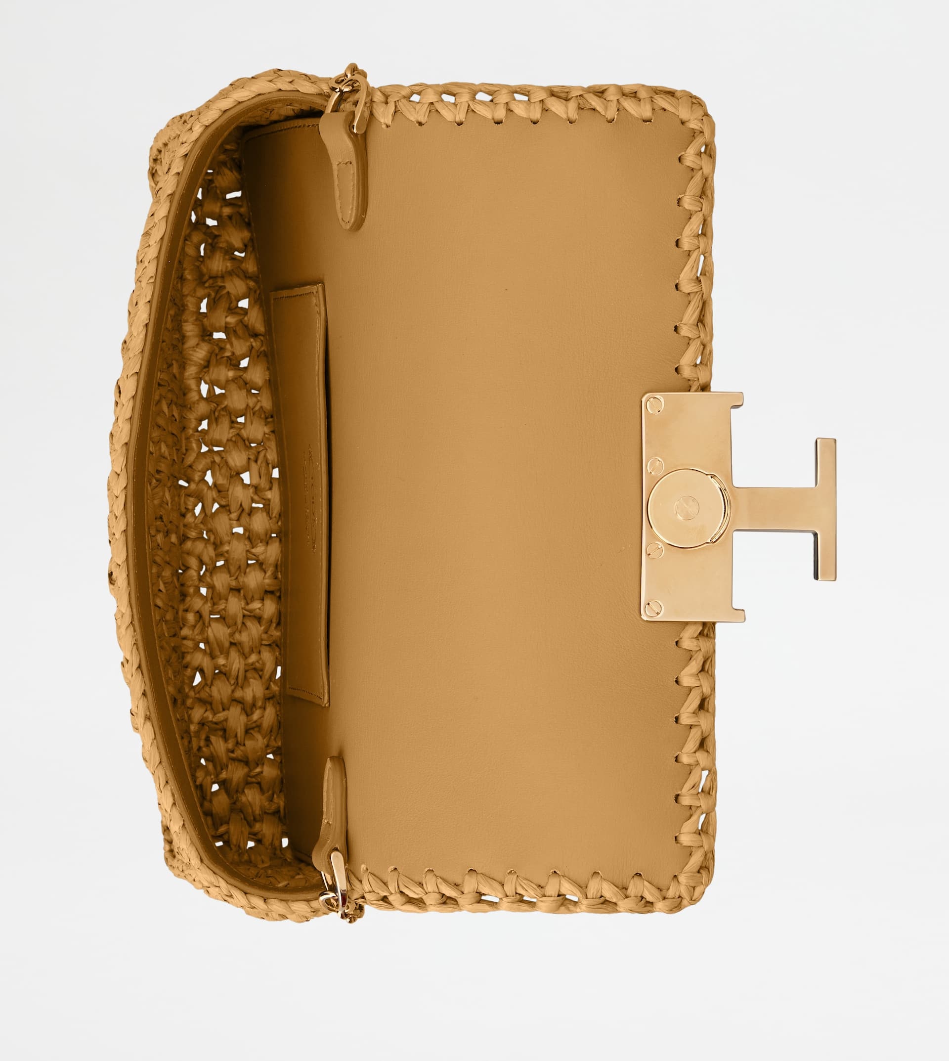T TIMELESS FLAP BAG IN RAFFIA MICRO - BEIGE - 3