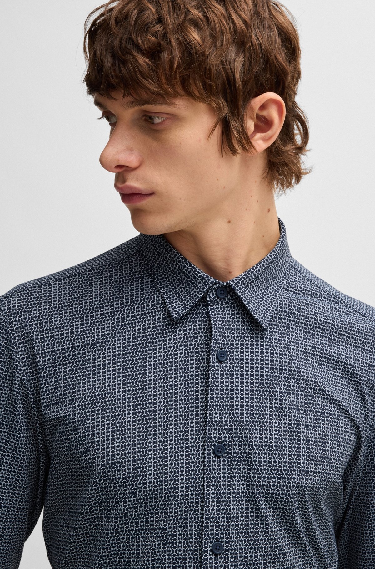 SLIM-FIT SHIRT IN PRINTED PERFORMANCE-STRETCH JERSEY - 3