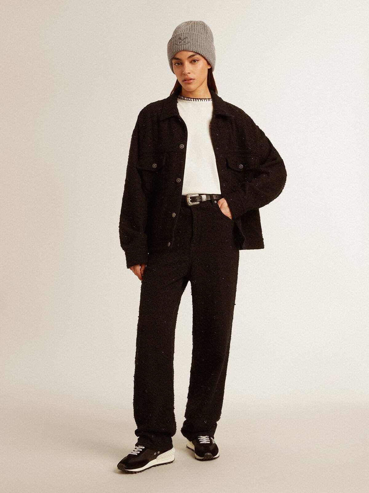 Women’s black denim jacket with embroidery - 7