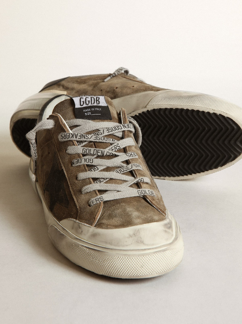 Super-Star LTD in military-green suede with screen-printed star 3