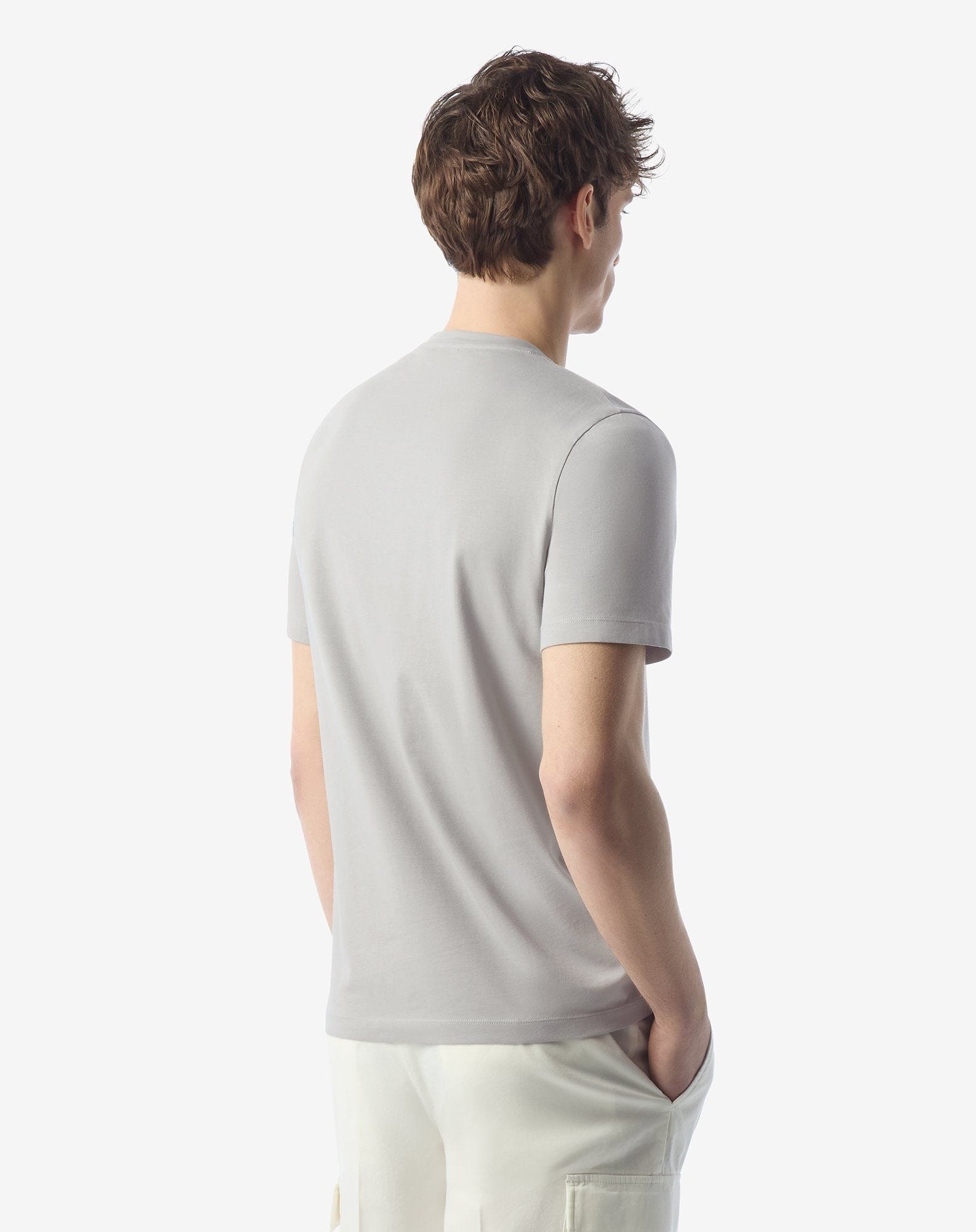 Grey stretch jersey crew neck t-shirt - 3