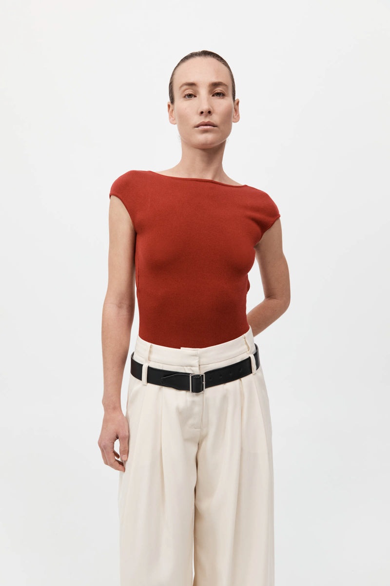 Sculpted Ballet Knit Top - Rosso - 2