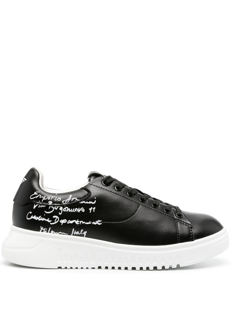 calligraphy-print leather sneakers 1