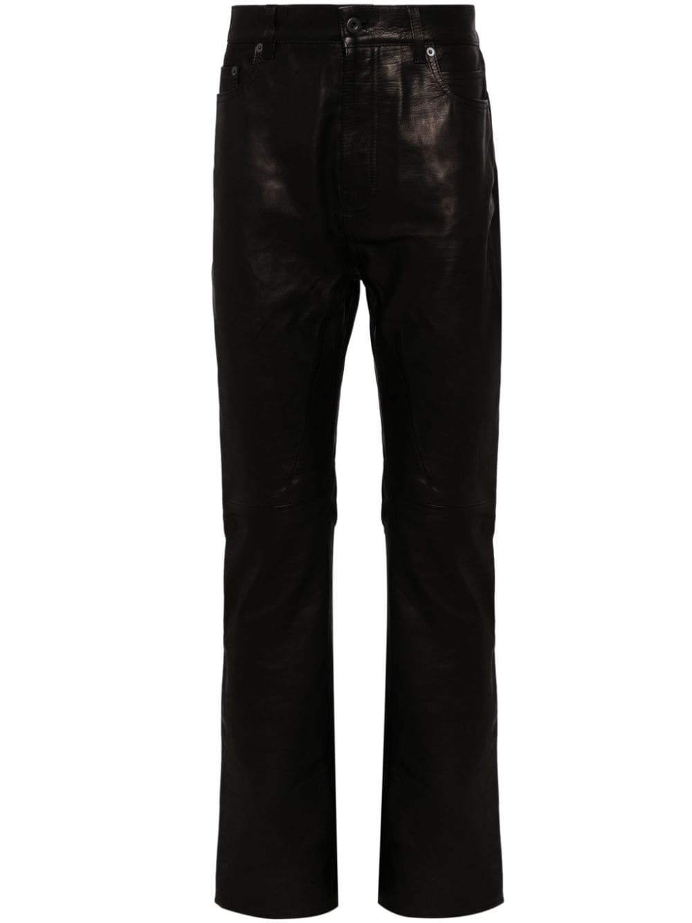 leather straight trousers - 1