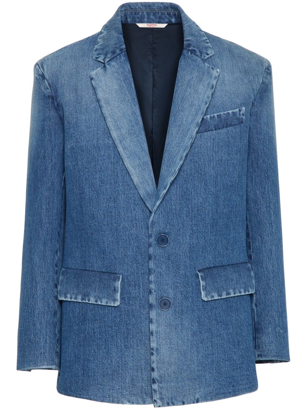 single-breasted denim blazer - 1