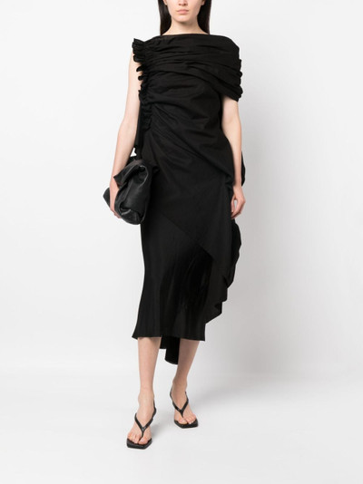 Yohji Yamamoto one-shoulder draped gathered dress outlook