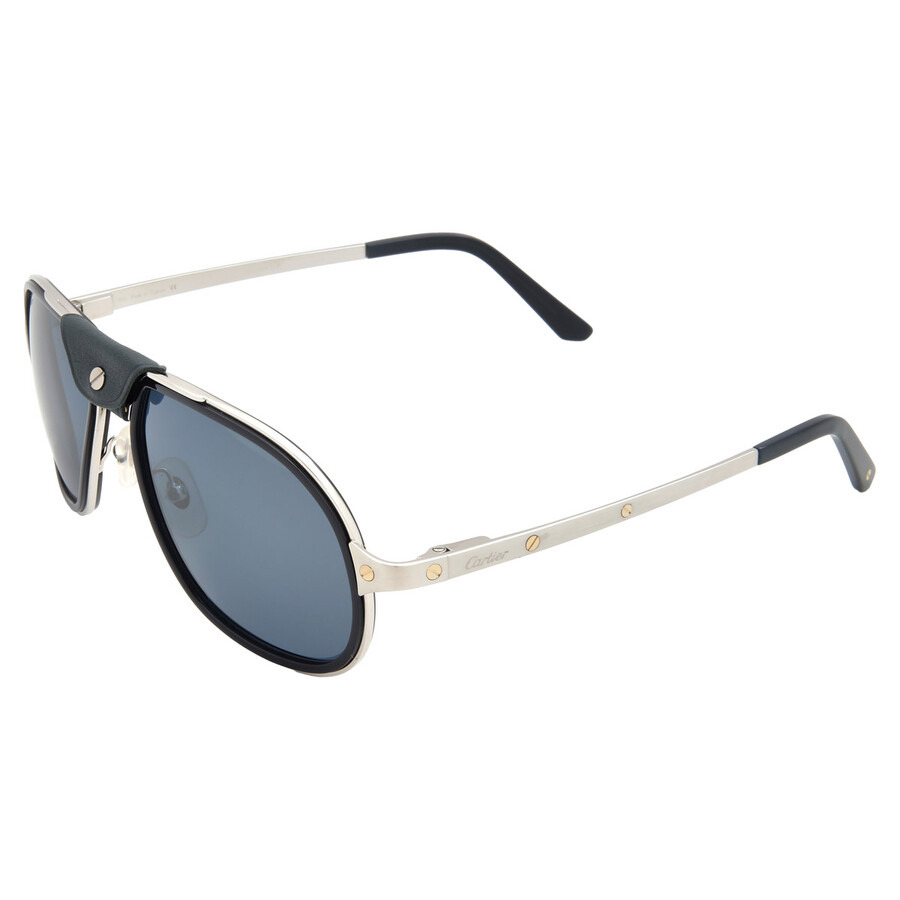 Cartier Santos de Cartier Polarized Blue Pilot Men's Sunglasses CT0241S 003 57 - 4