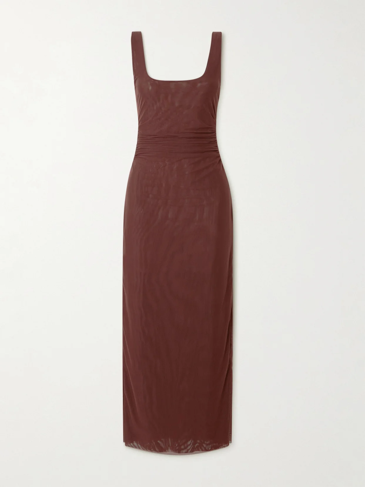 Jacques Open-back Gathered Stretch-mesh Midi Dress - 1