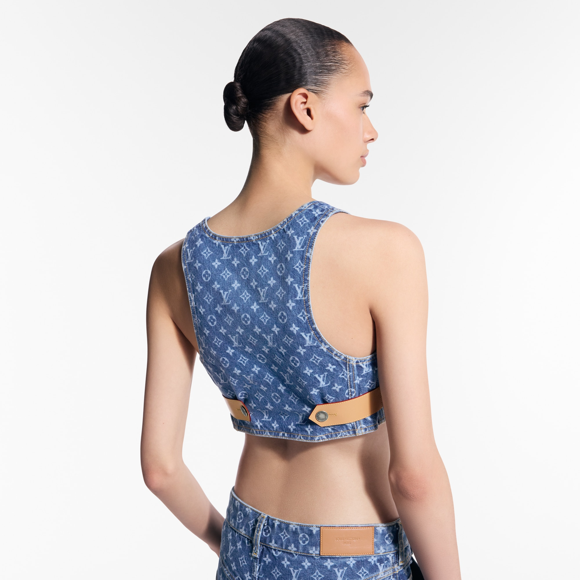 Monogram Denim Crop Top - 5