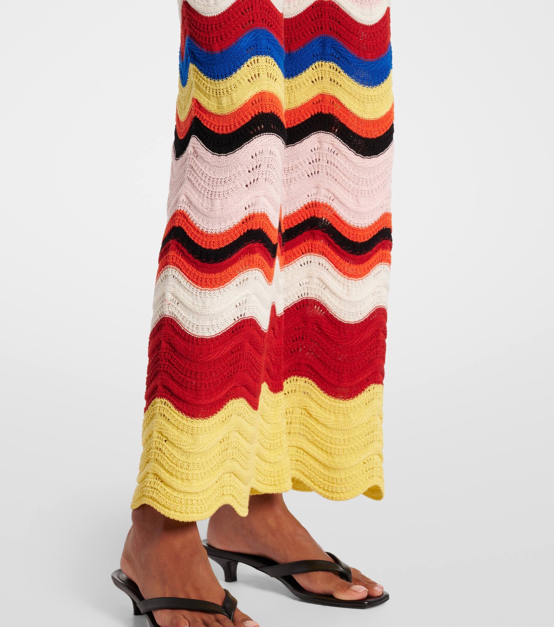 Chevron crochet cotton wide-leg pants - 5