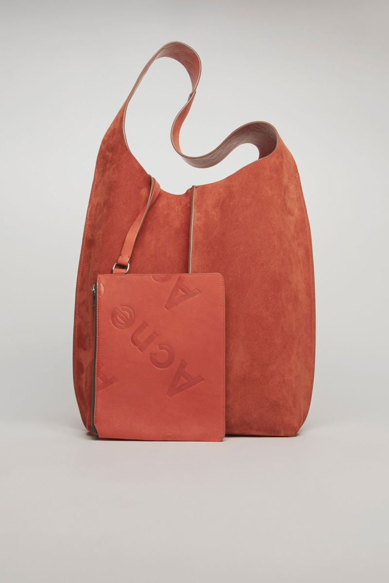 Suede tote bag rust orange 6