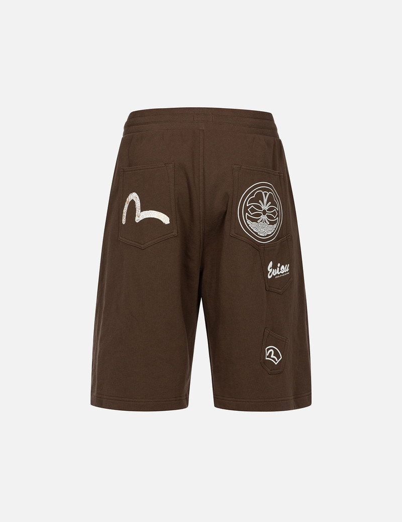 EVISU MULTI-POCKETS AND PRINT RELAX FIT SWEAT SHORTS outlook