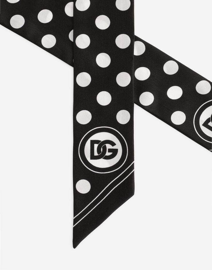 Twill headscarf with polka-dot print and DG logo - 2