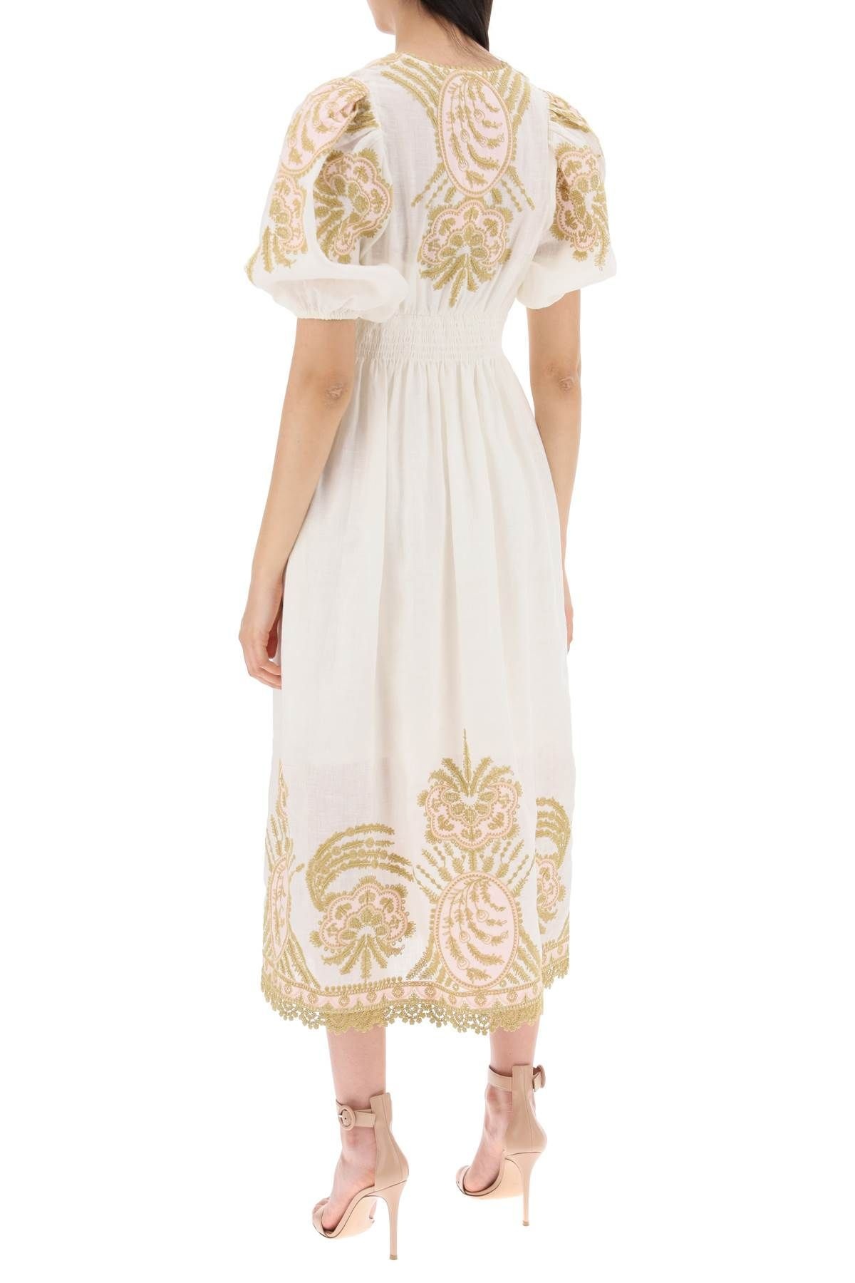 "WAVERLY EMBROIDERED LINEN DRESS" - 4