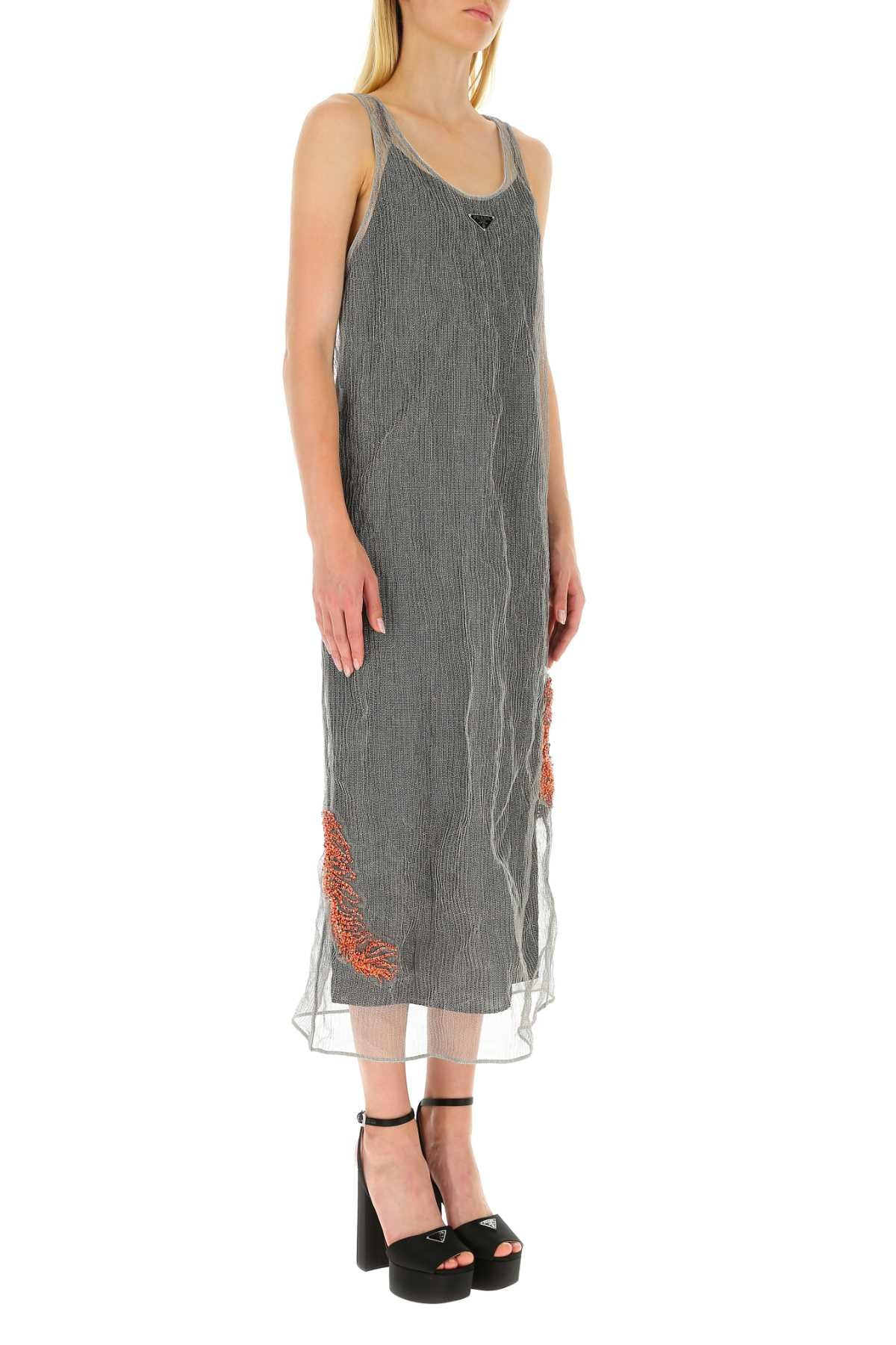Prada Women Silver Mesh Long Dress - 3