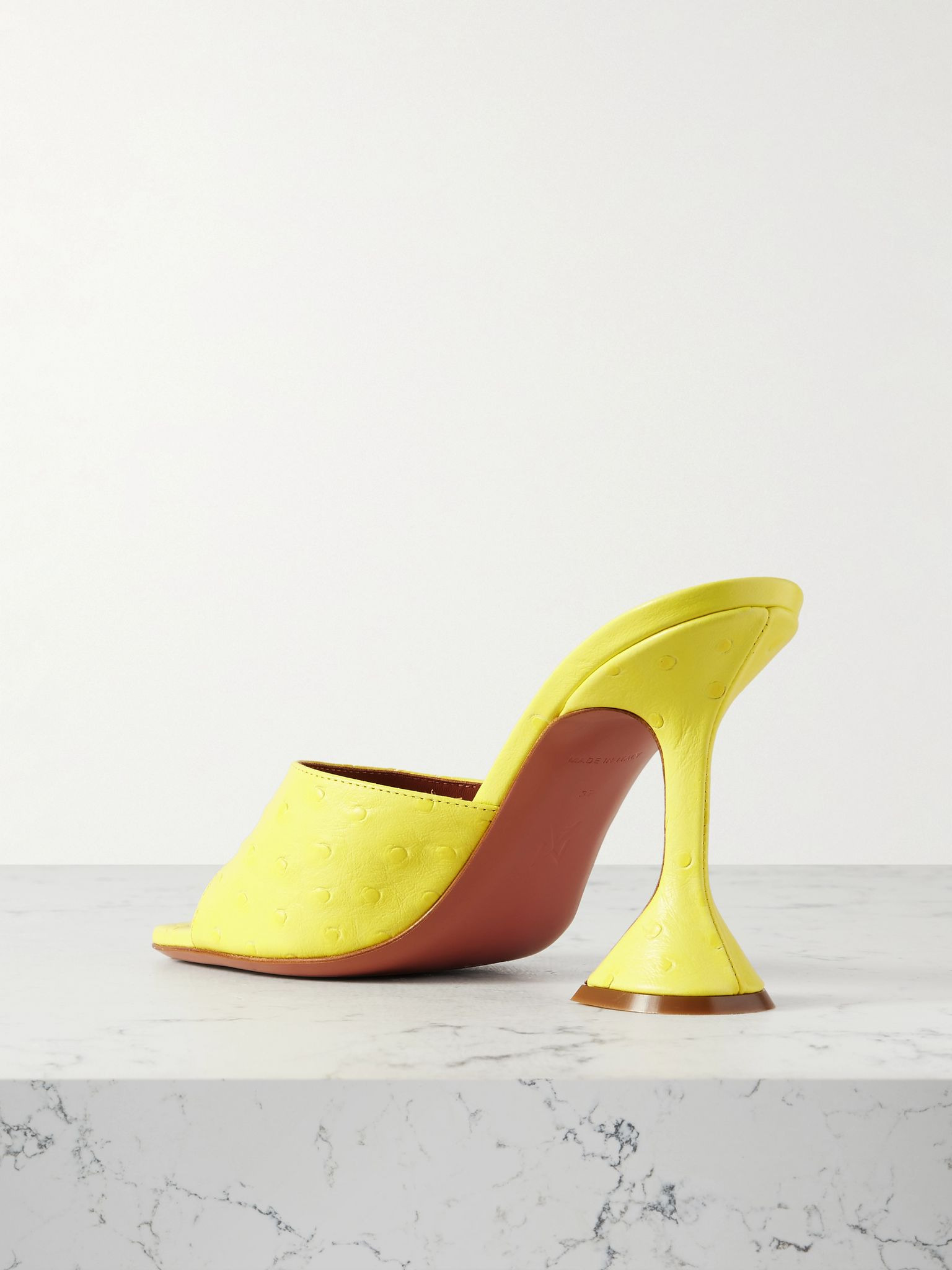 Lupita ostrich-effect leather mules Yellow - 3