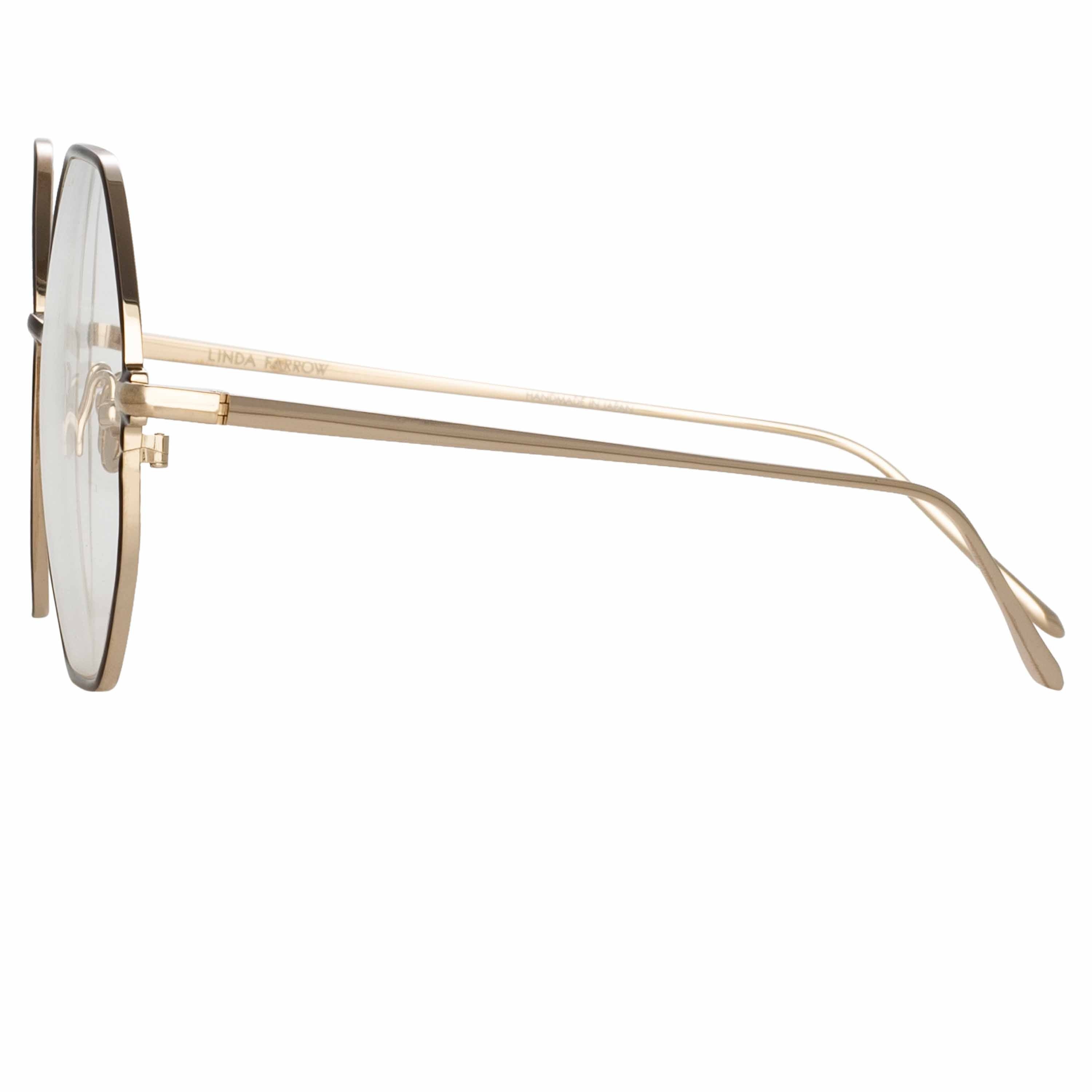 LEIF OVERSIZED OPTICAL FRAME IN LIGHT GOLD AND BROWN - 3