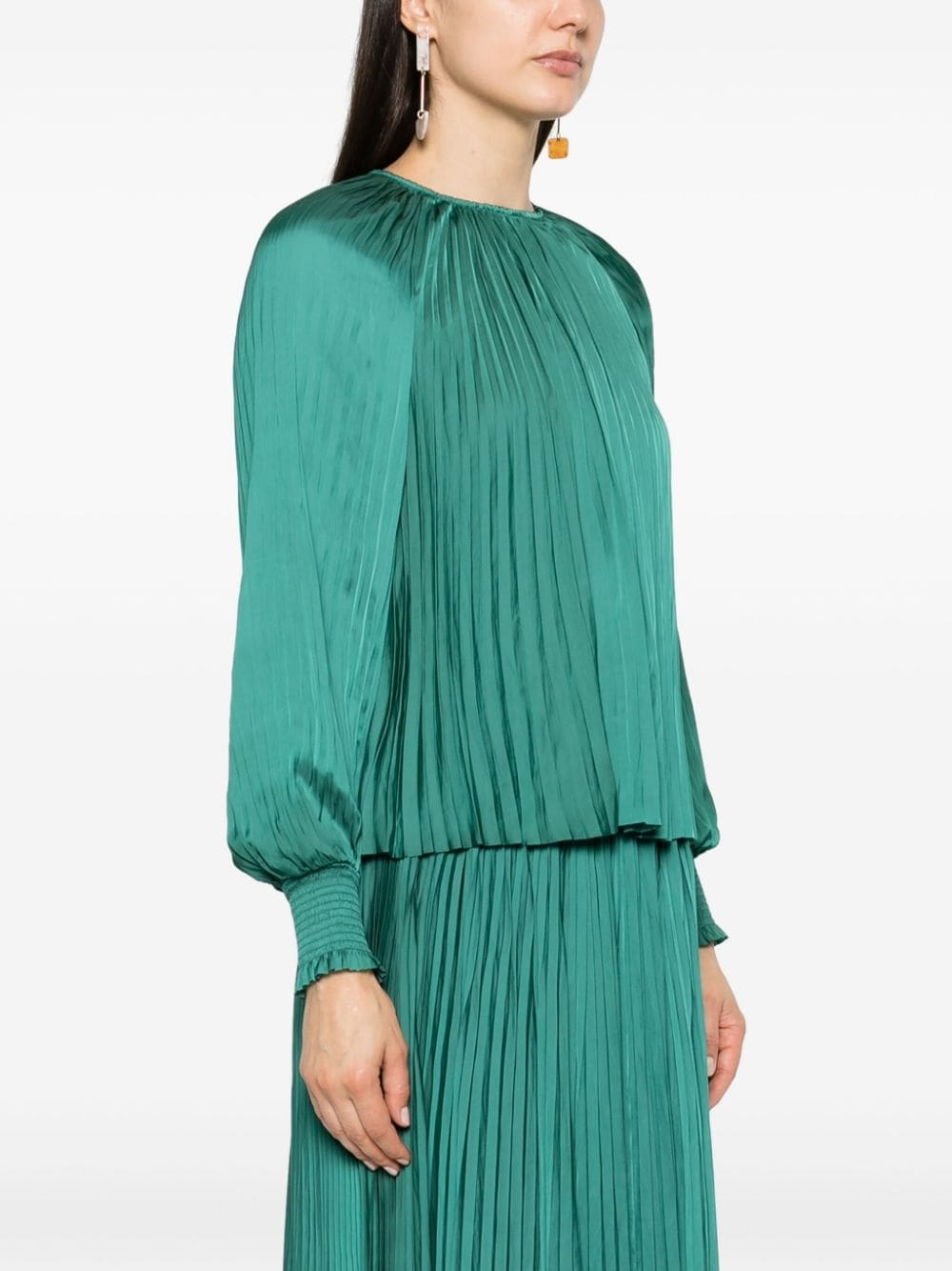 pleated satin blouse - 3