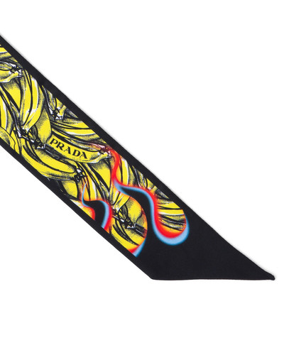 Prada Double Match Bananas printed silk skinny scarf outlook