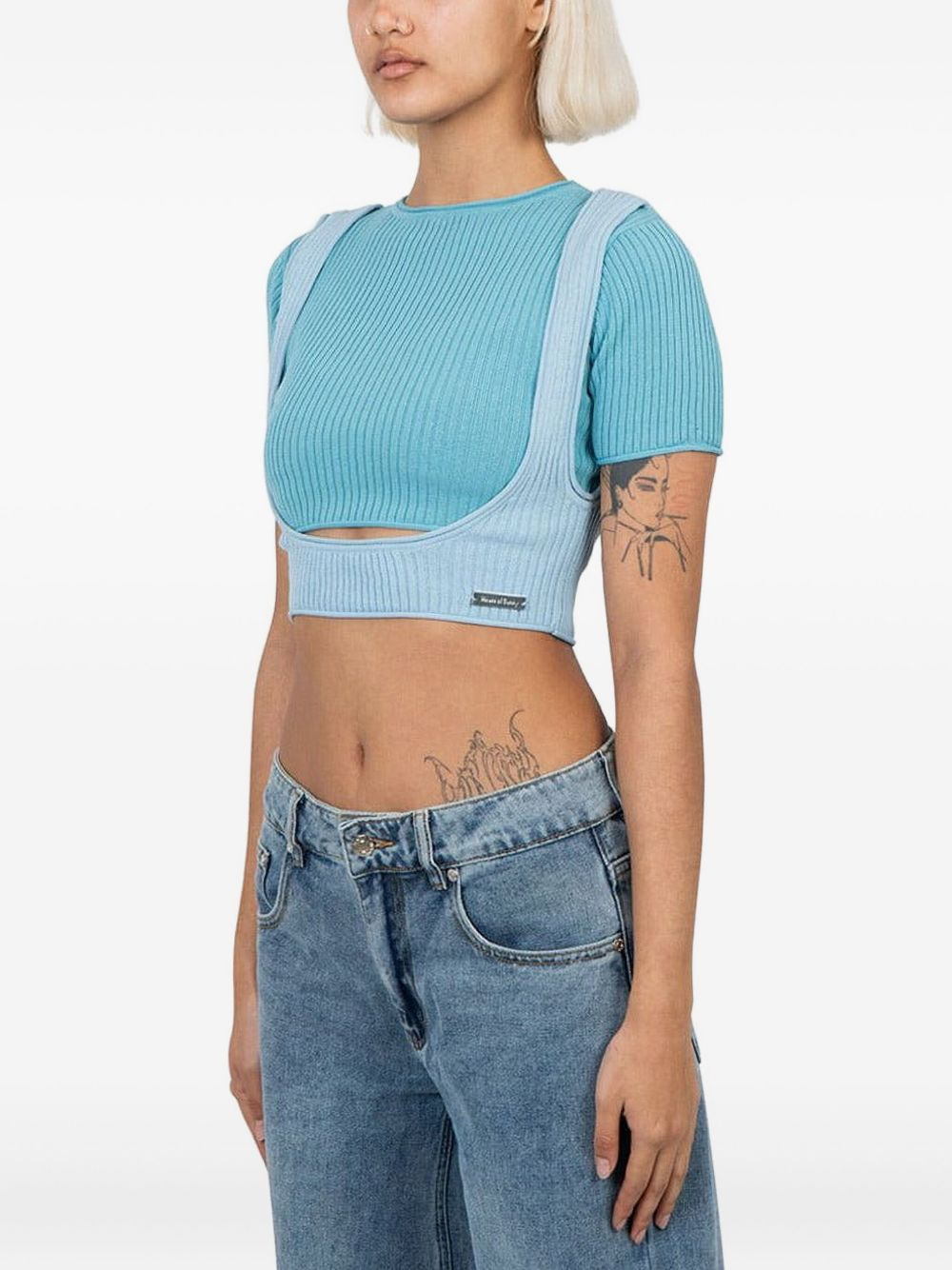 ribbed-knit cut-out top - 2