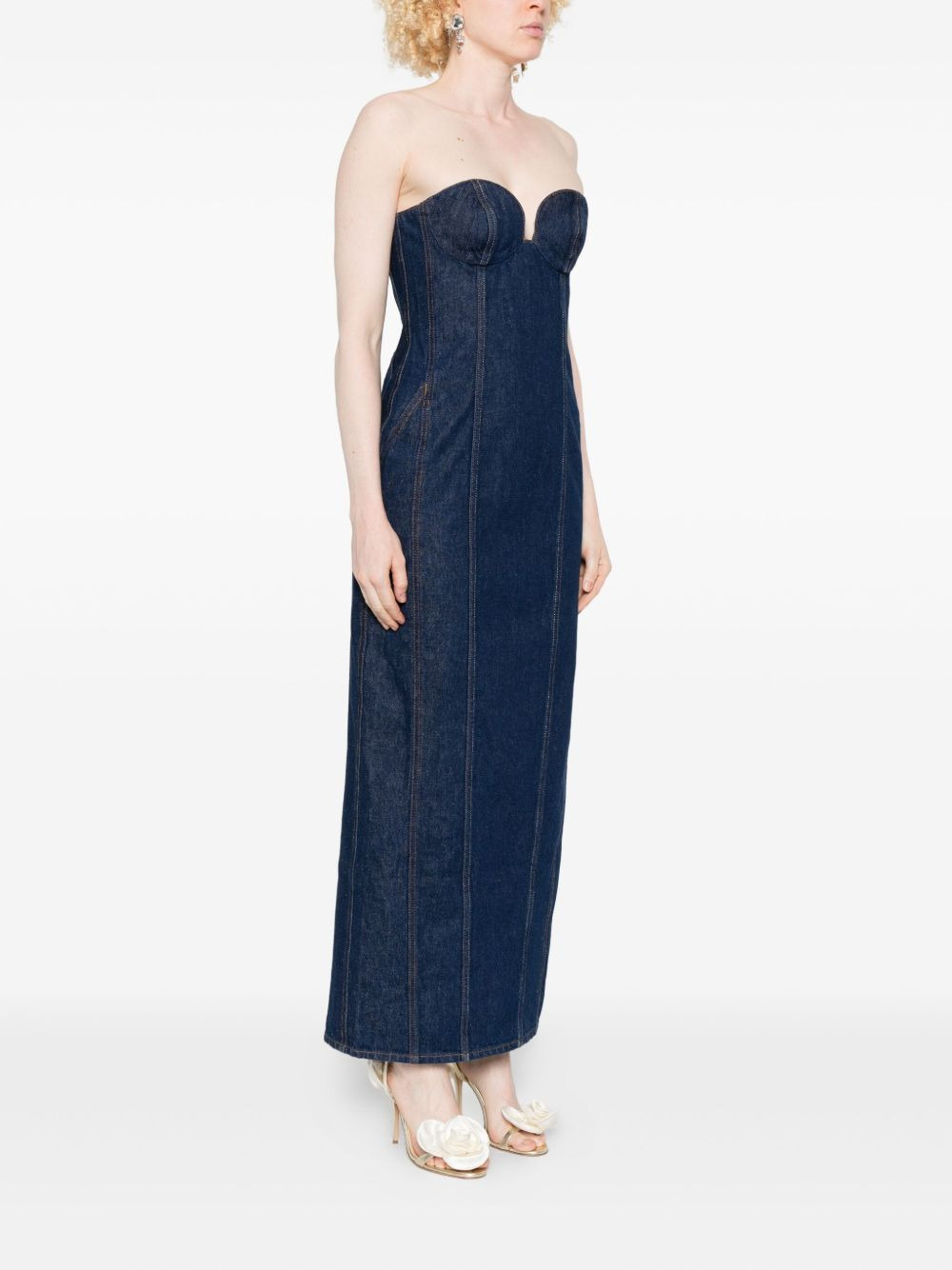 strapless denim midi dress - 3
