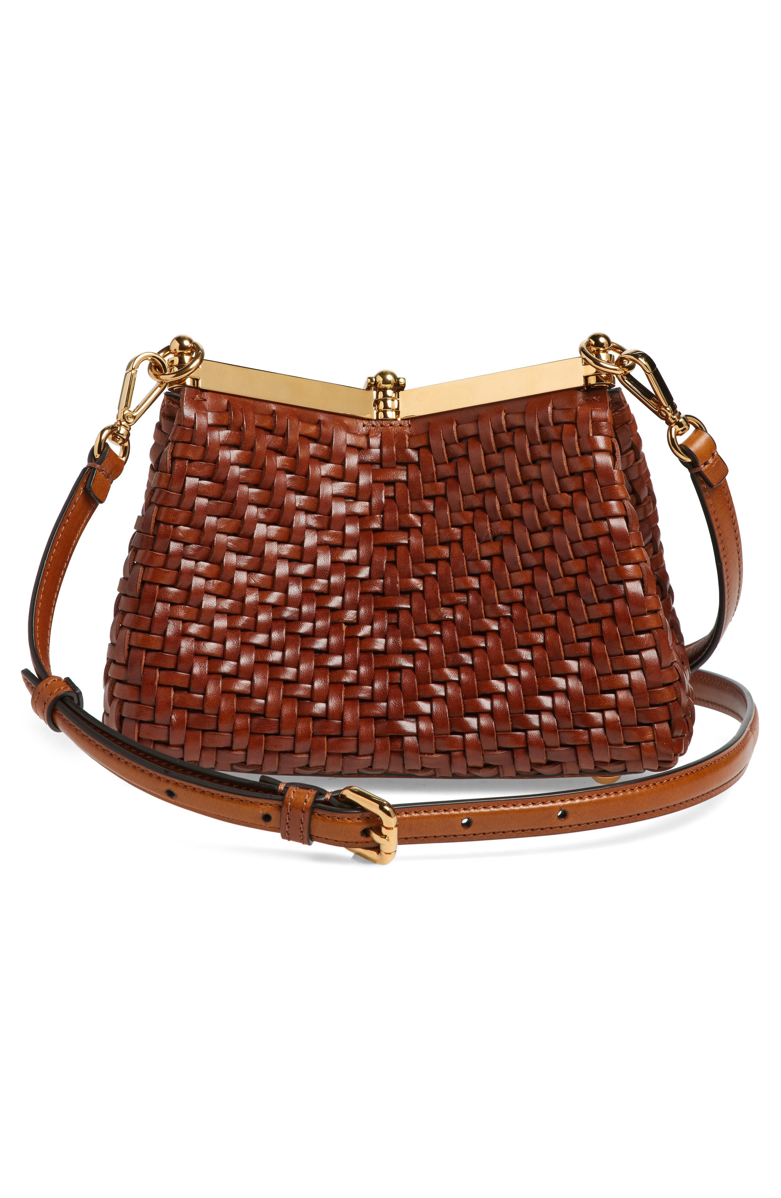Etro Small Vela Woven Leather Shoulder Bag in M0124 Walnut at Nordstrom - 4