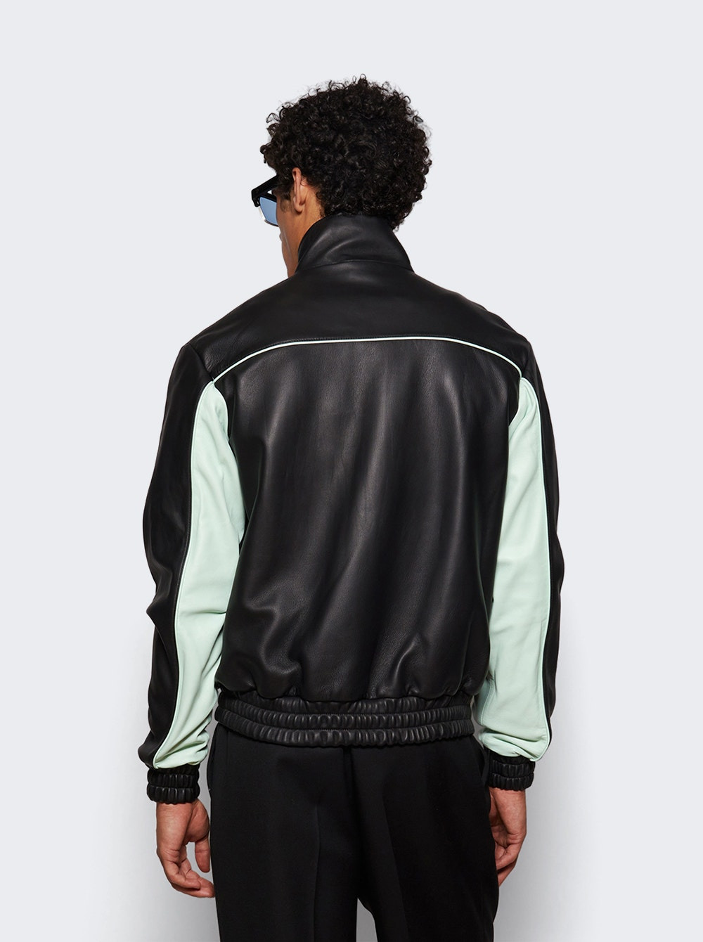 Monogram Leather Track Jacket Black And Mint - 4