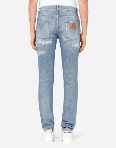 Dolce & Gabbana Light blue skinny stretch jeans with rips outlook