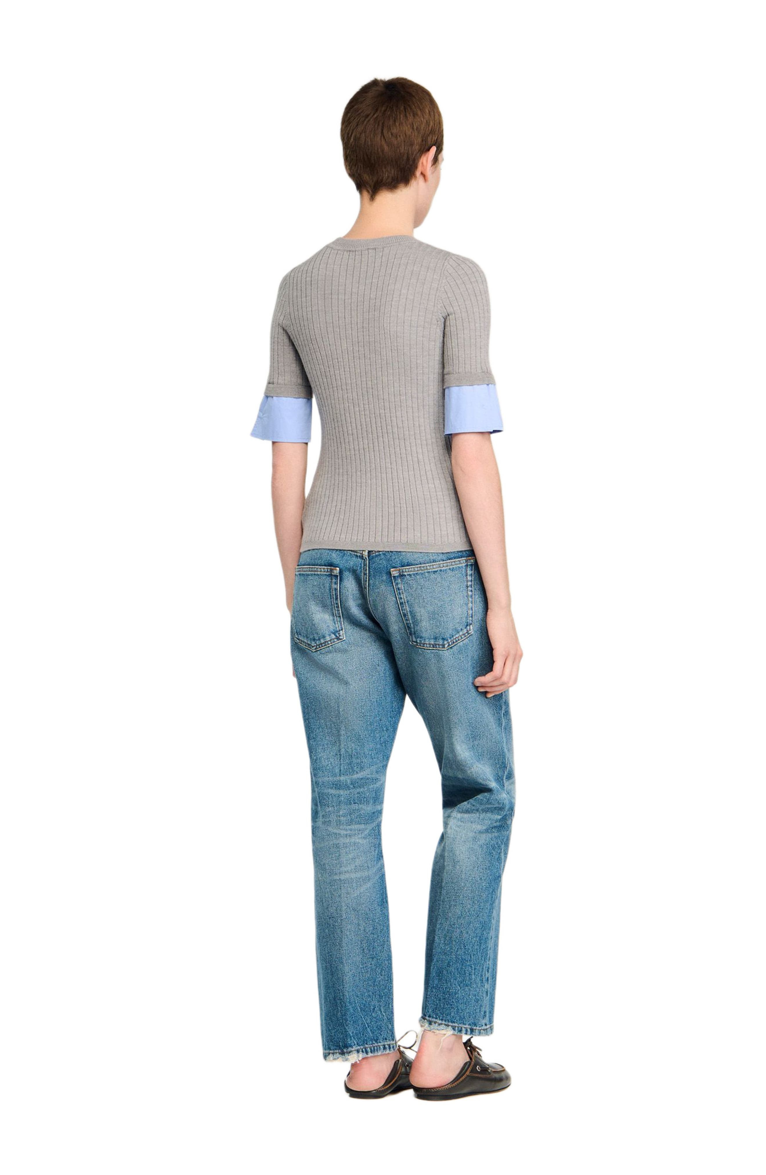 SANDRO Sweater with contrast short sleeves in Grey at Nordstrom - 2