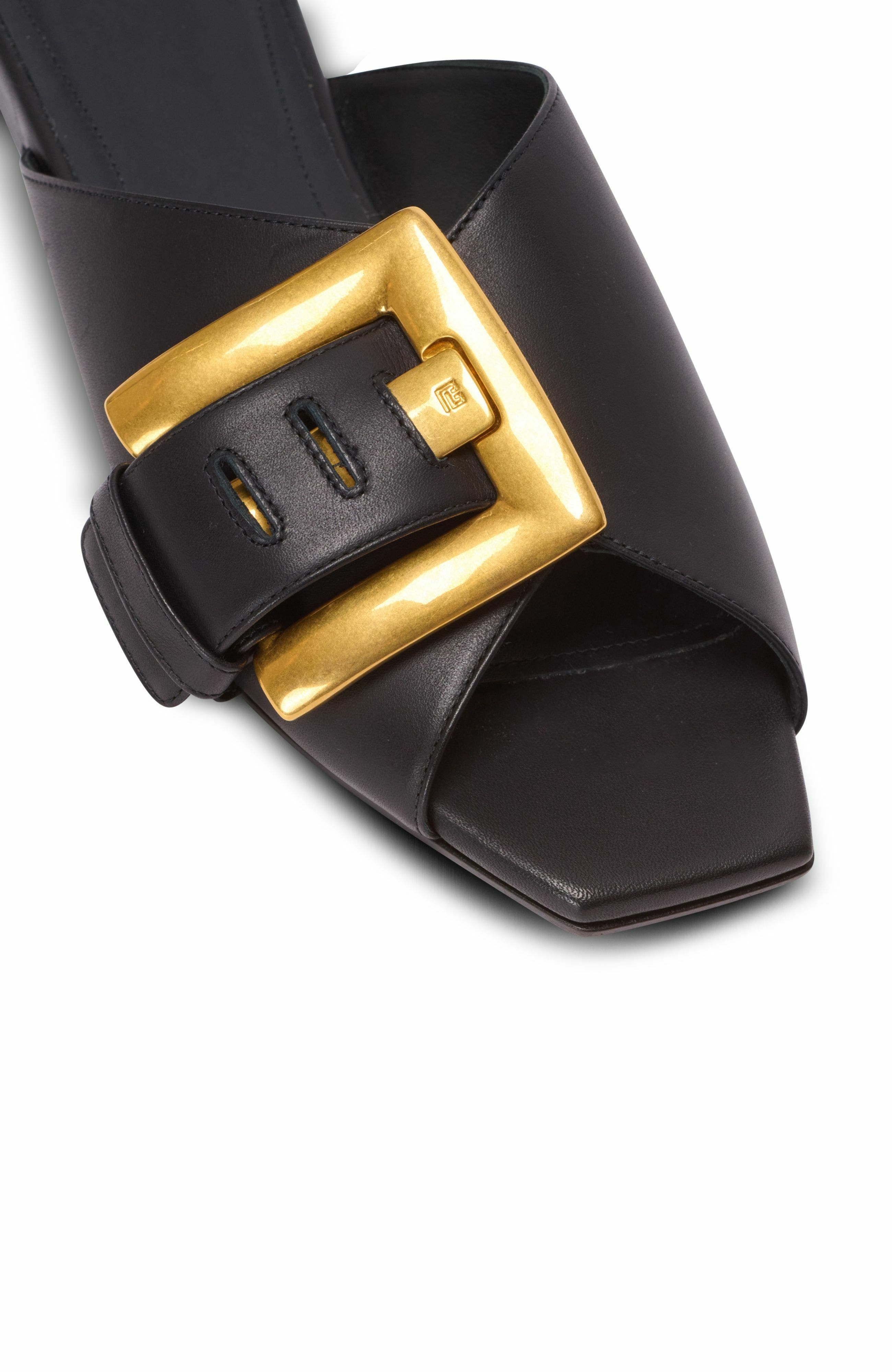 Balmain Anthem flat leather sandals in Black at Nordstrom - 6