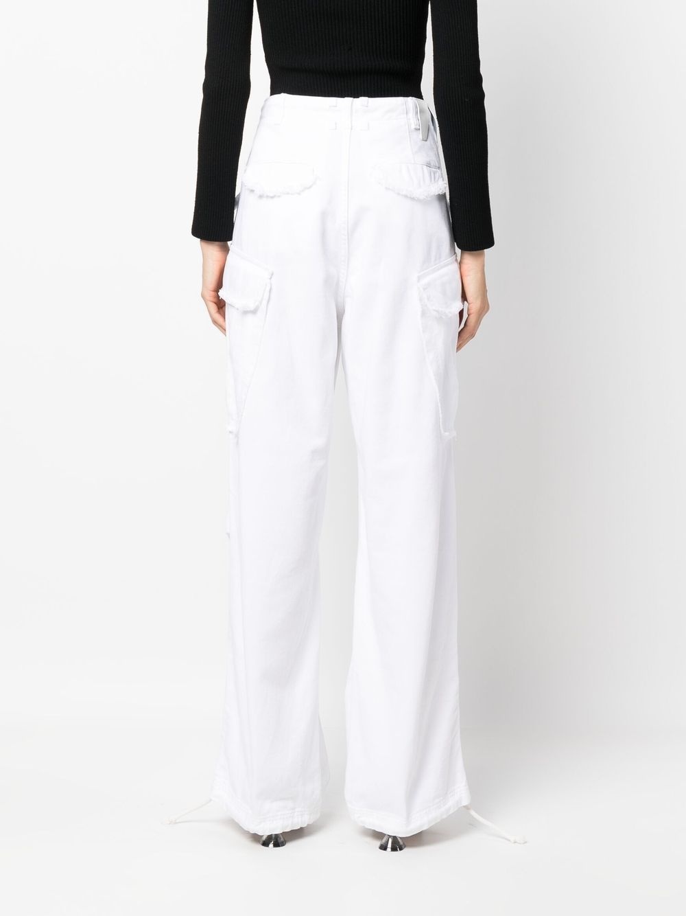 ripped-detail wide-leg trousers - 4