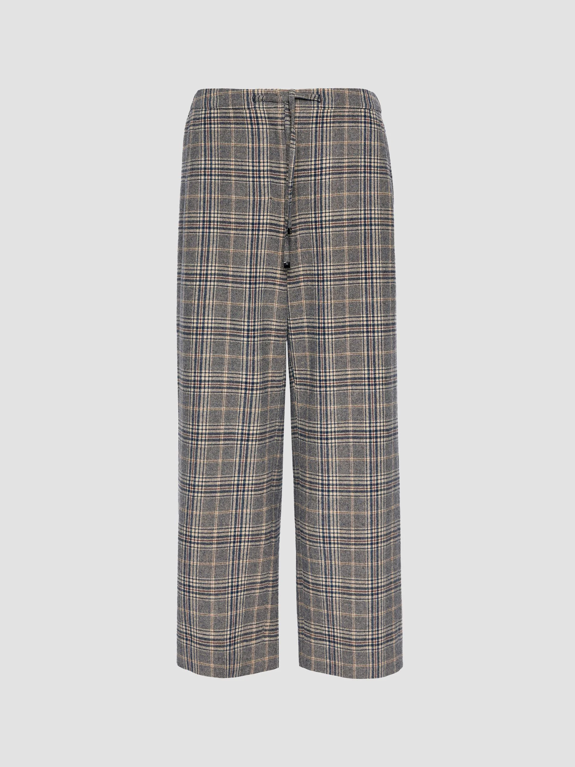 Women's Chequered Flannel Joggers - Ultramarine - 1