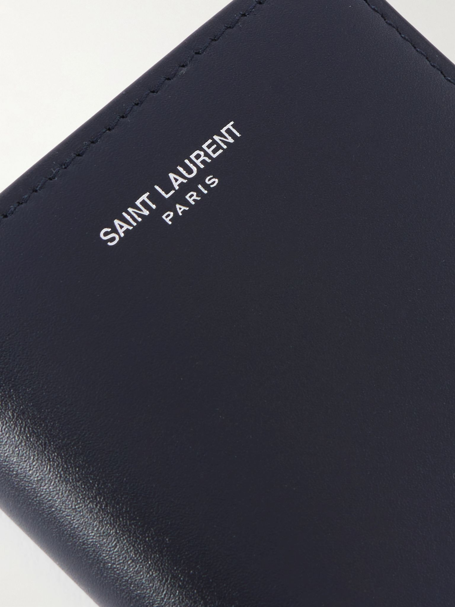 Logo-Print Leather Bifold Wallet Navy - 3